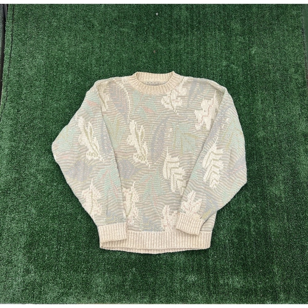 Vintage Crossings Sweater Womens  Medium Pastel 3D Knit Geometric MADE IN USA